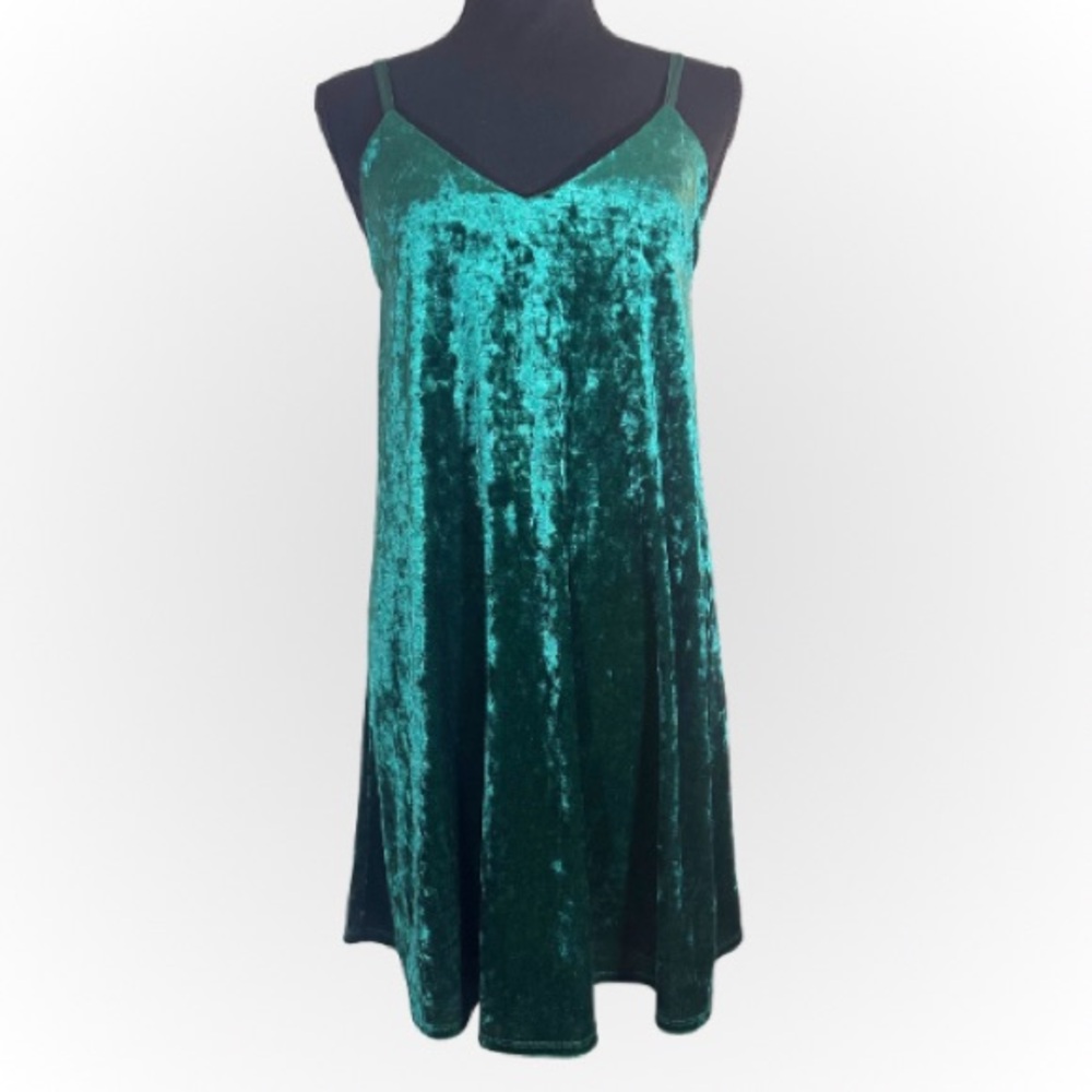 Bobeau Teal Velvet Midi Dress
